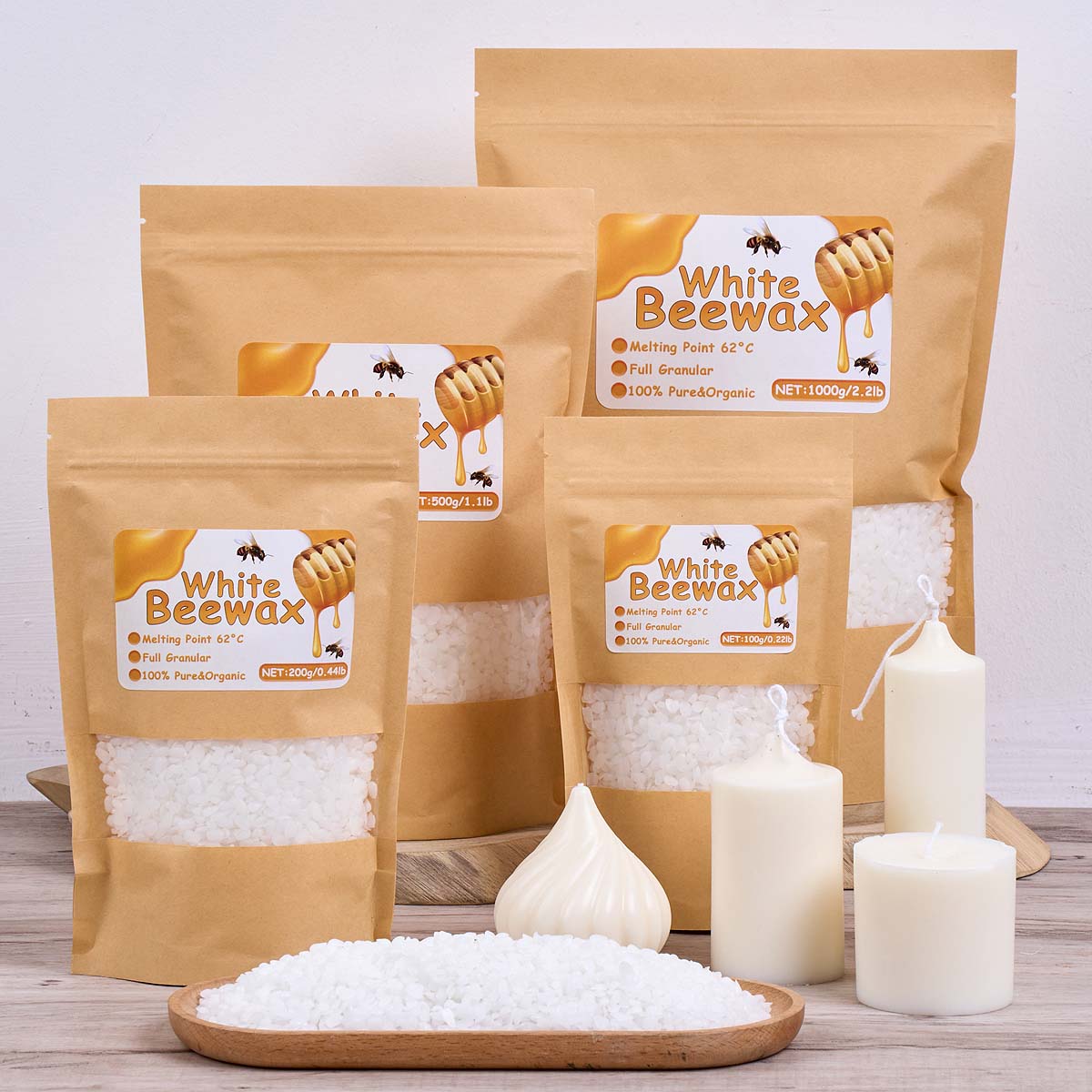 Candle Making Kit For Beginners - 1000g Cera d'api bianca Candela fai